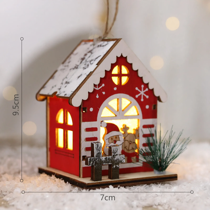 Decorative Christmas wooden house with lighting