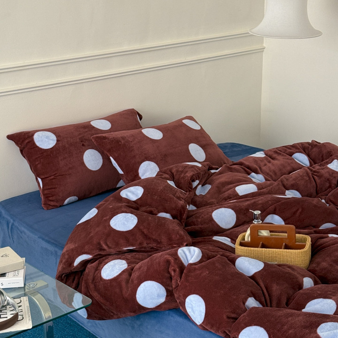 Warm milk fiber fleece bedding set, 4-piece