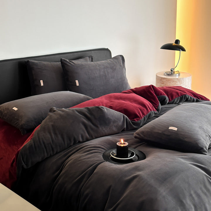 Milk fiber bedding set, solid colors, 4-piece