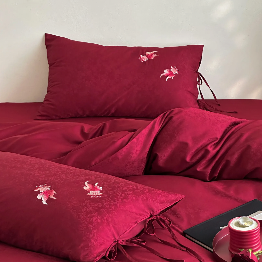 4-piece bed linen set, 100s long-staple cotton, embroidered