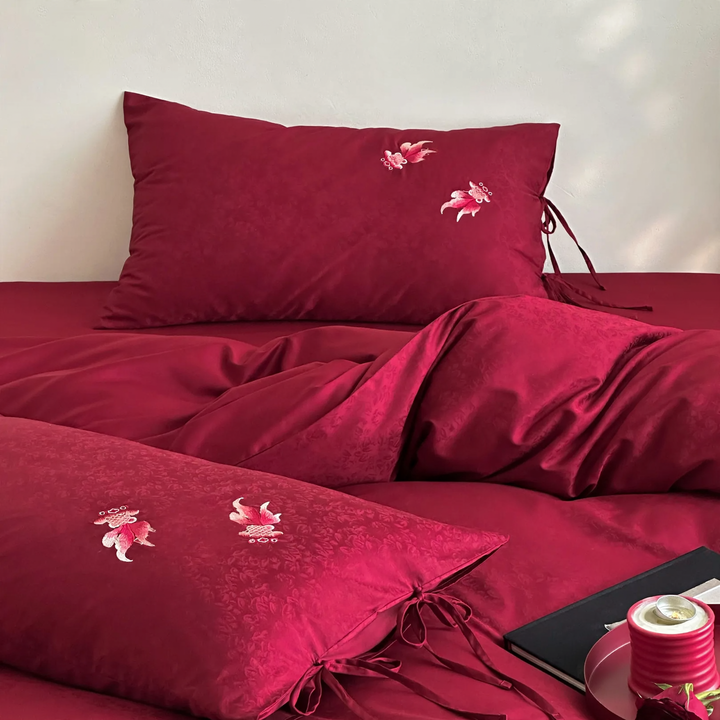 4-piece bed linen set, 100s long-staple cotton, embroidered