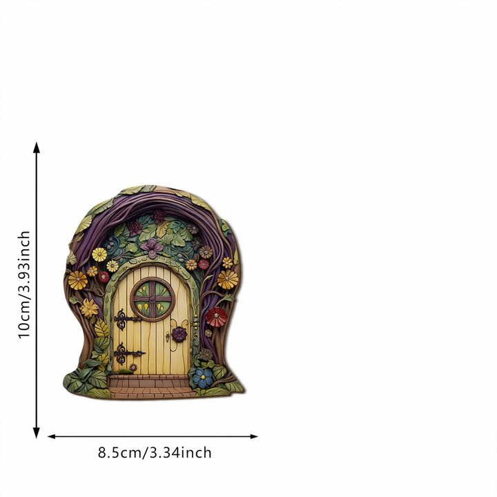 Decorative miniature fairy door made of wood for plants and gardens