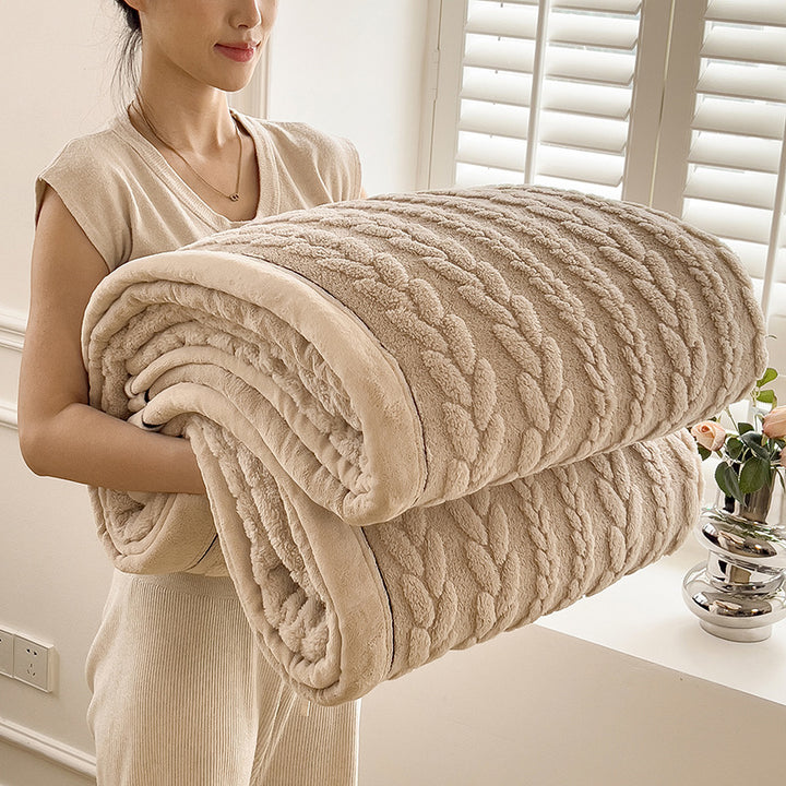 Milk fiber fleece throw blanket with ear pattern, various sizes