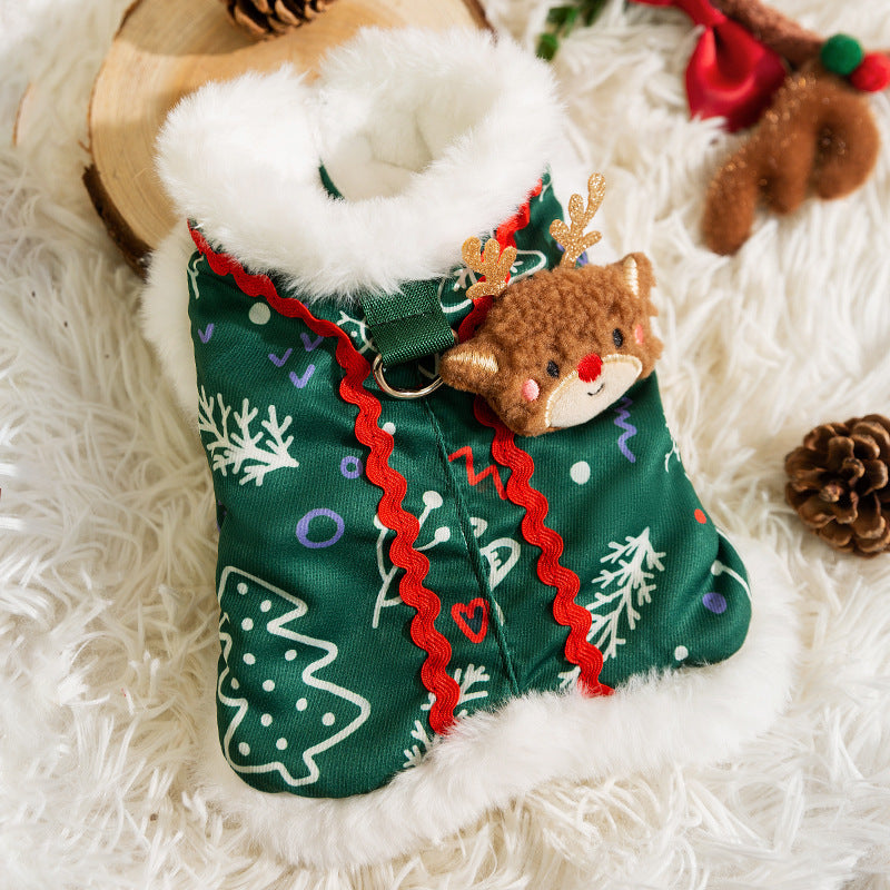 Quilted dog coat with cartoon design
