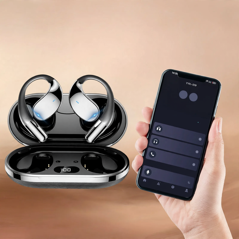 Wireless ear hook headphones, open, for running