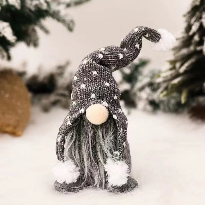 Sitting Christmas Elf Figure with Knitted Hat
