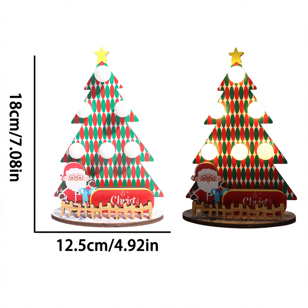 Decorative wooden Christmas tree table lamp with LED