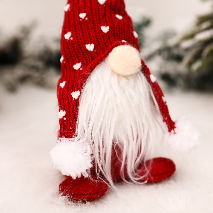 Sitting Christmas Elf Figure with Knitted Hat