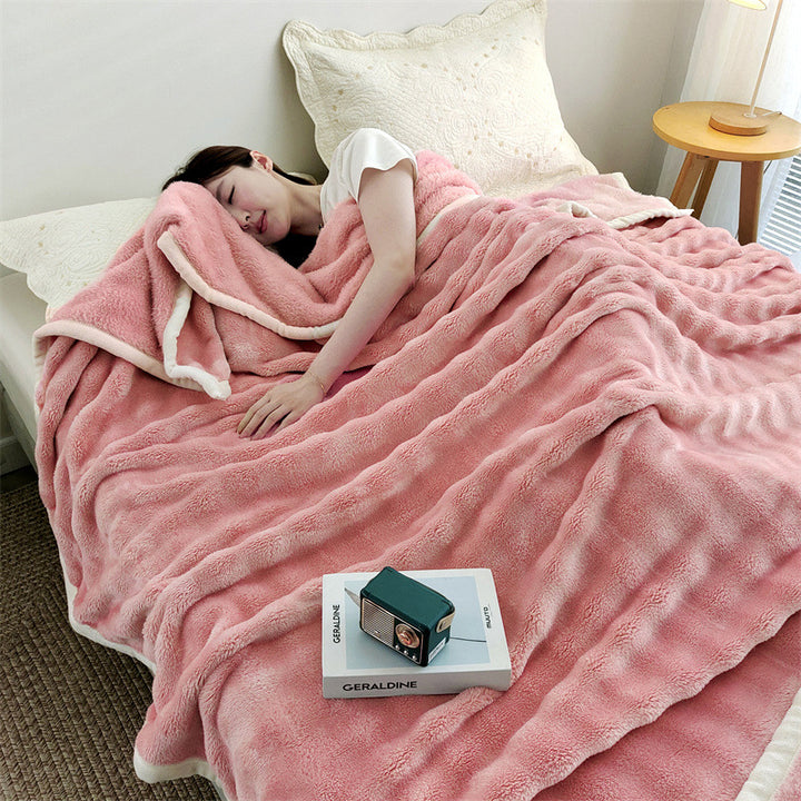 Fluffy milk fiber fleece throw blanket, extra thick
