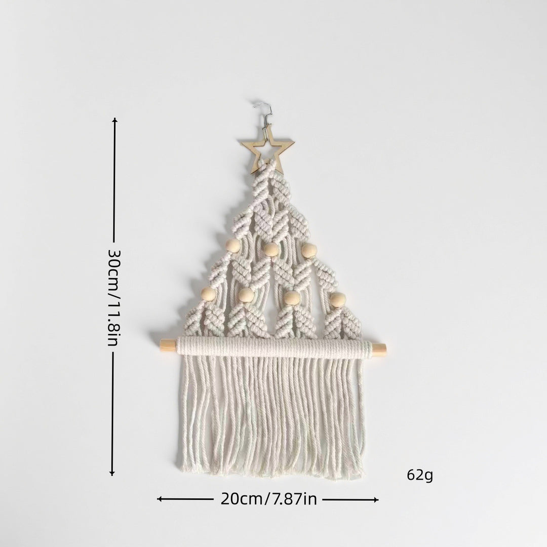 Handmade Christmas tree wall hanging made of cotton rope