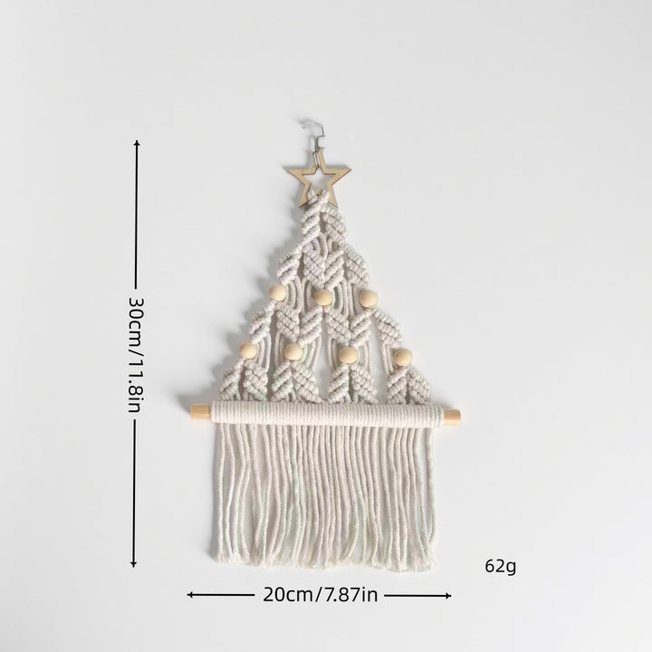 Handmade Christmas tree wall hanging made of cotton rope