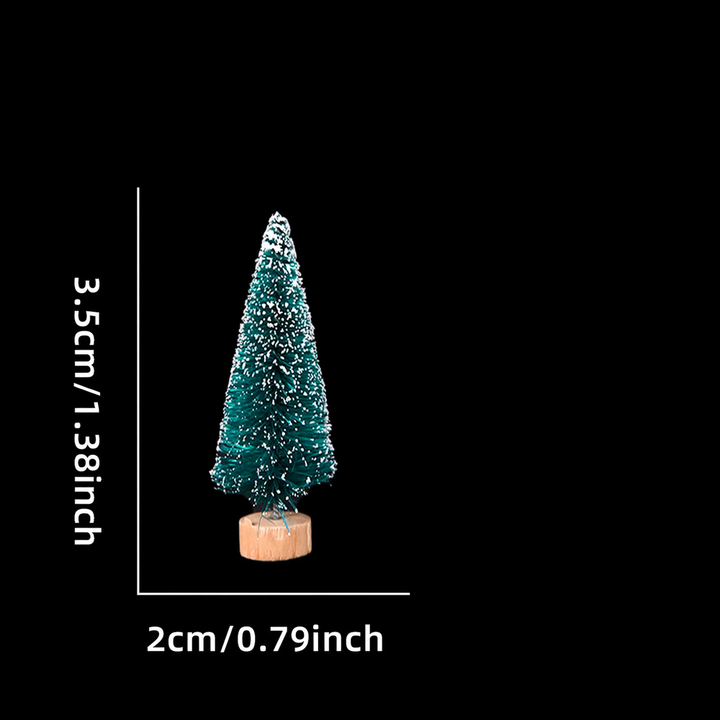 Mini Christmas tree made of wood and sisal, snow-covered