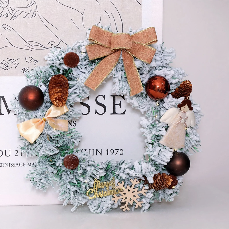 Illuminated Christmas wreath with hanging