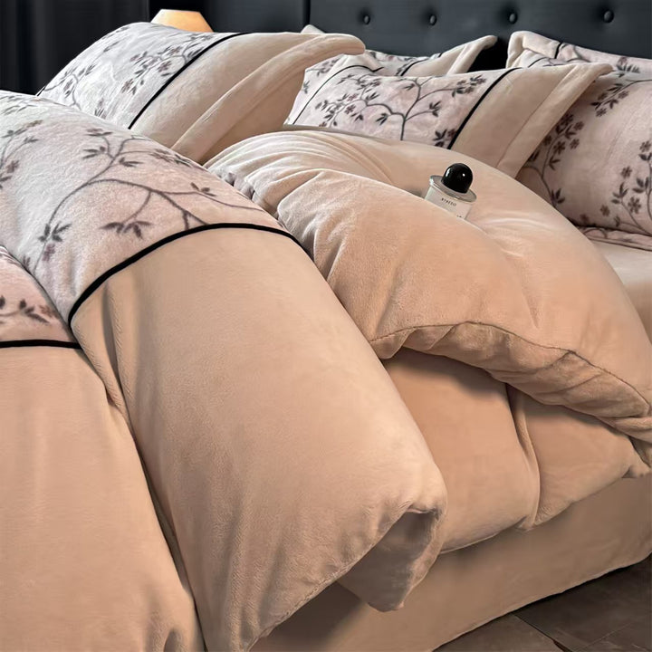 Milk fiber fleece bedding set, French luxury style