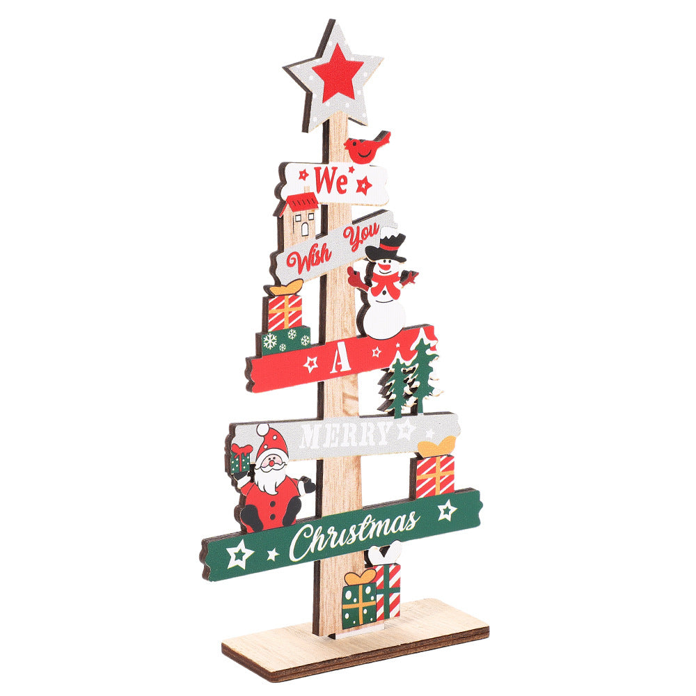 Christmas wooden table decoration with inscription