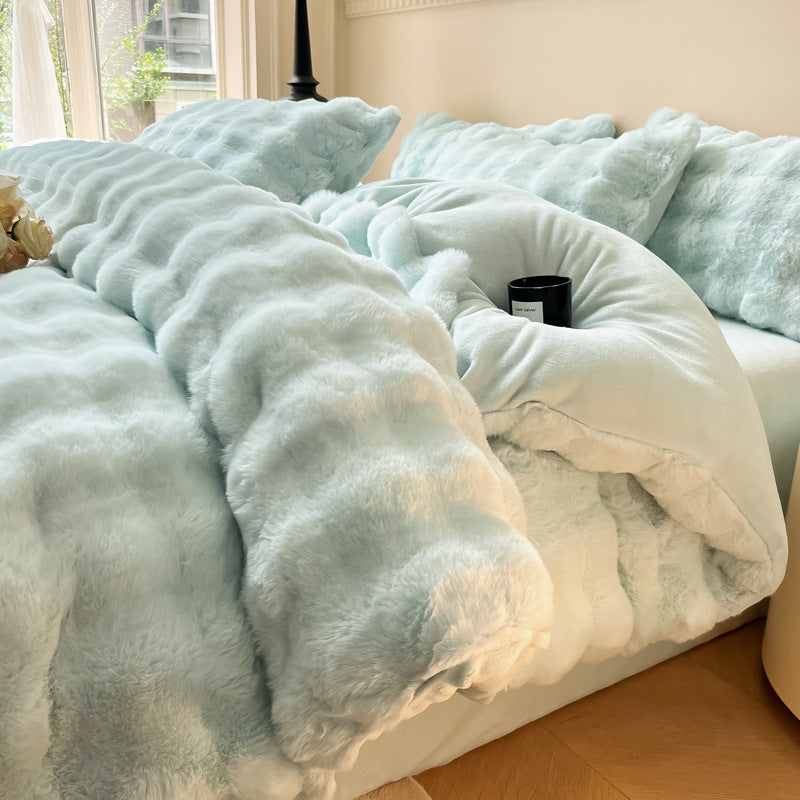 Winter bedding set made of thick milk fiber fleece