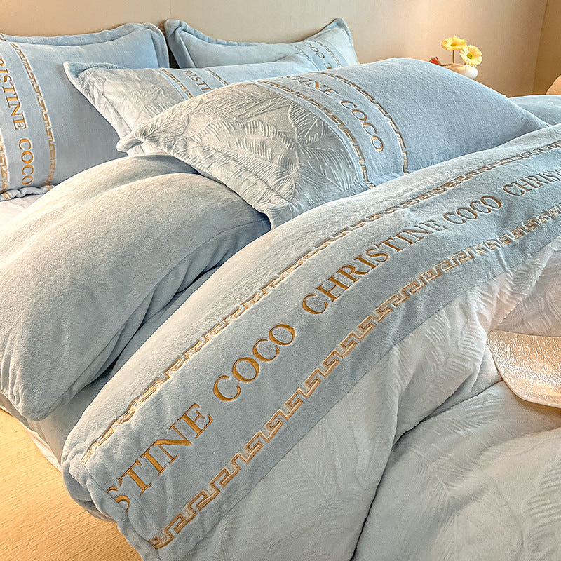 Milk fiber fleece bedding set, extra thick, winter warm
