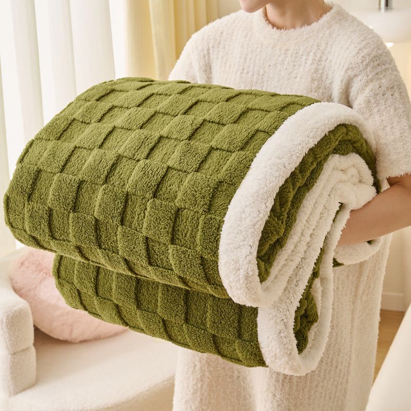 Water cube coral fleece blanket with lamb fleece
