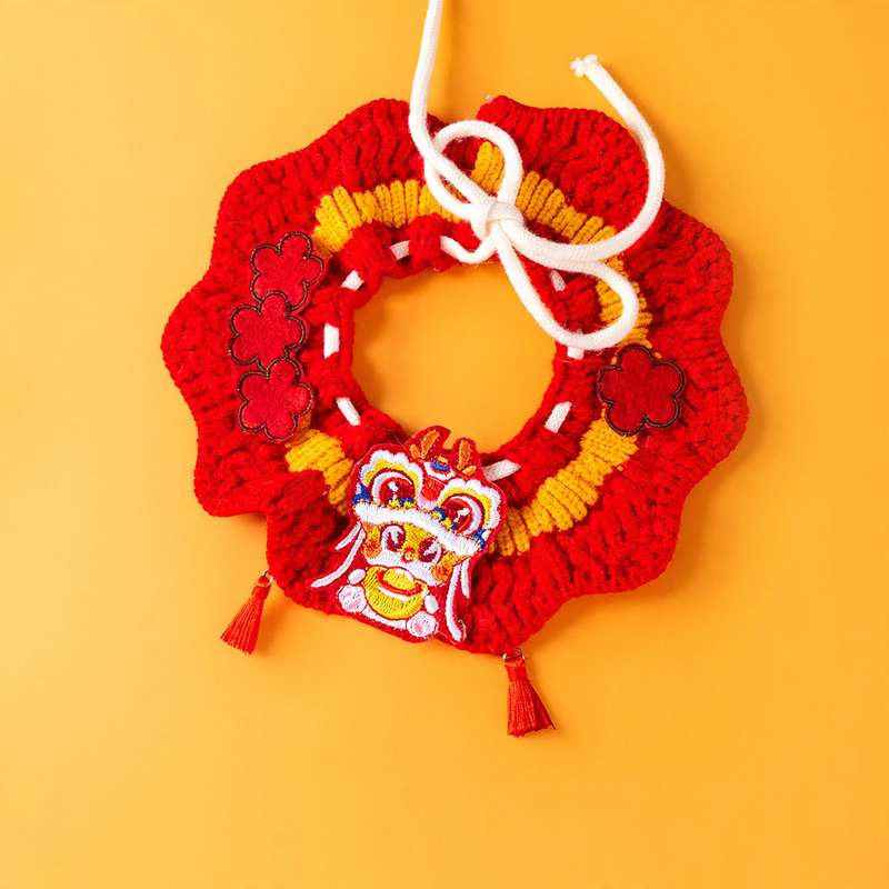 Hand-knit neck scarf for pets