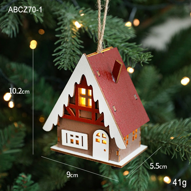 Illuminated wooden house for the Christmas season