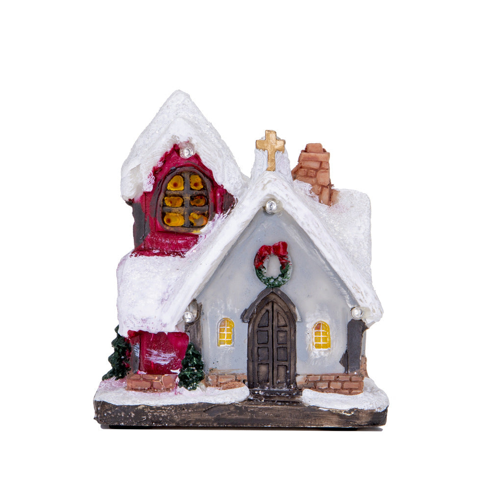 Illuminated Christmas cottage with LED light