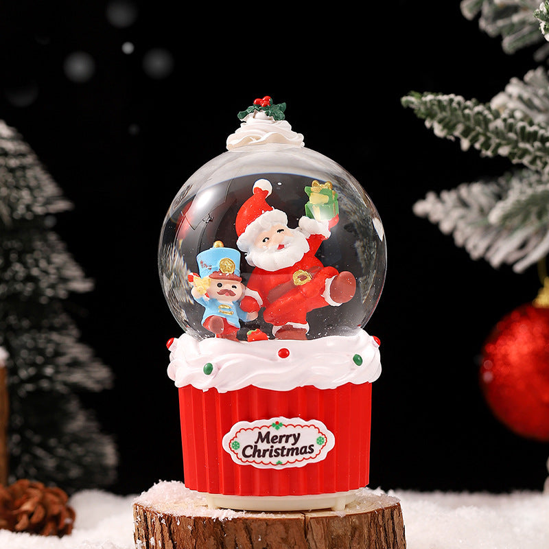 Christmas snow globe with music and light
