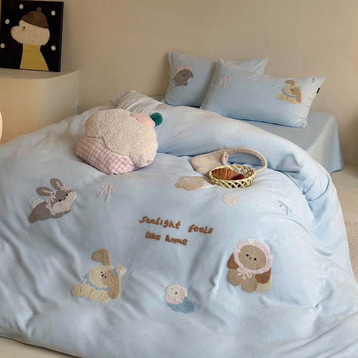 Heat bedding set, 4-piece, milk fiber, cartoon design