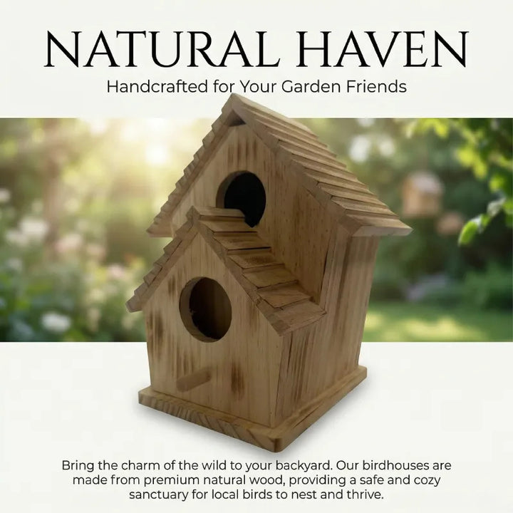Hanging birdhouse made of pine wood