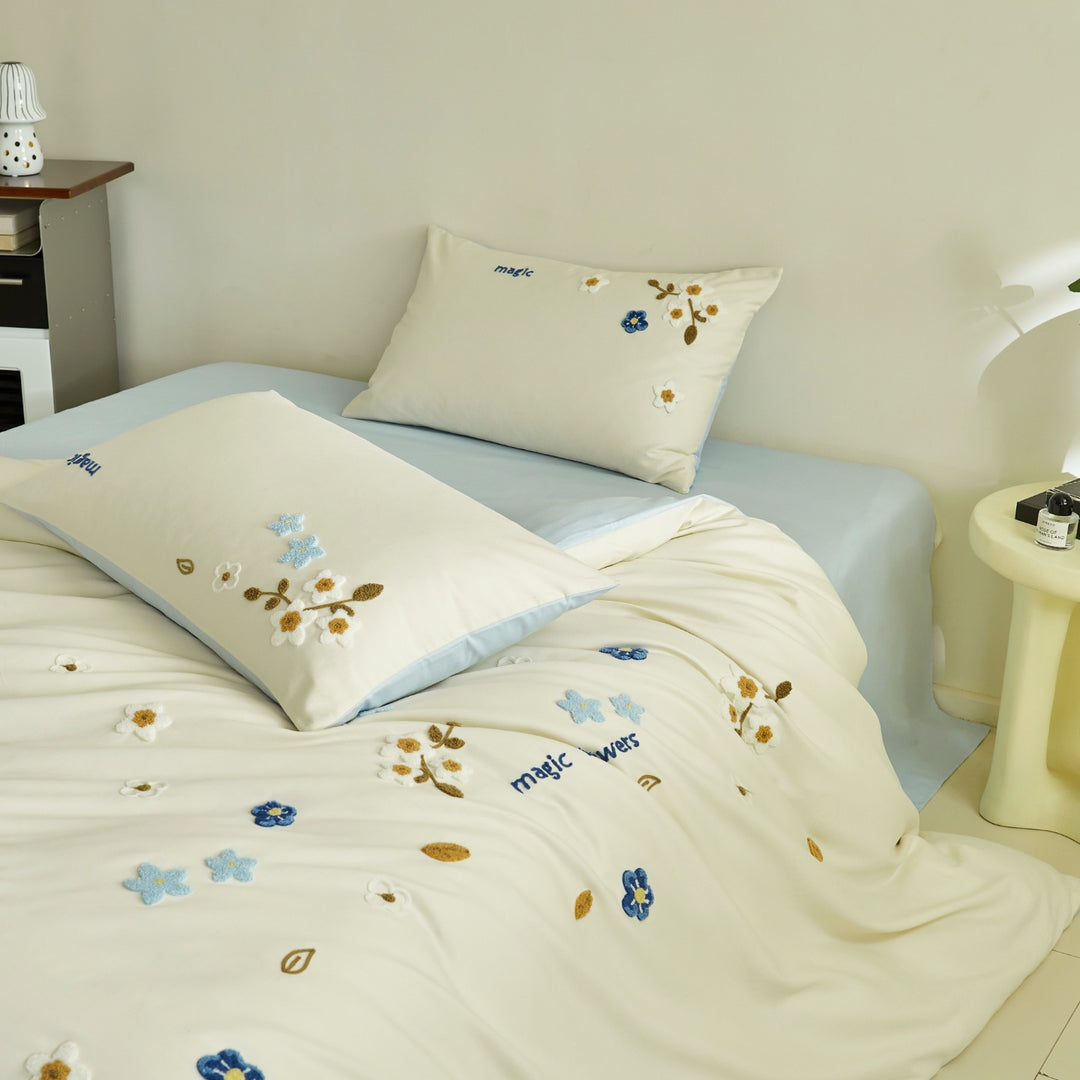 Cotton bedding set, 4-piece, microfiber finish