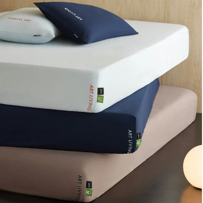 Minimalist Cotton Fitted Sheet Set, Herringbone Pattern