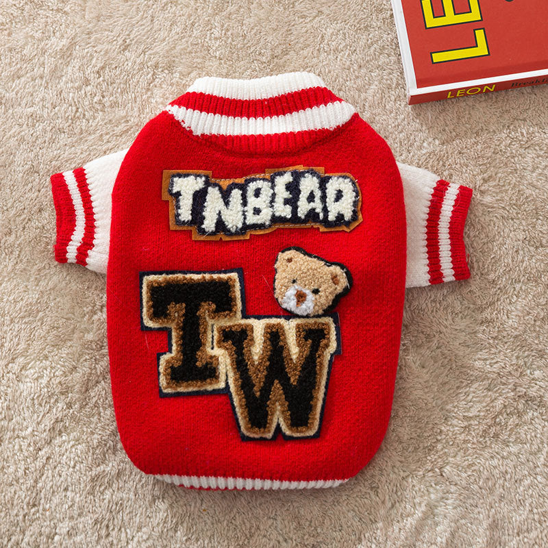 Quilted dog coat with cartoon design