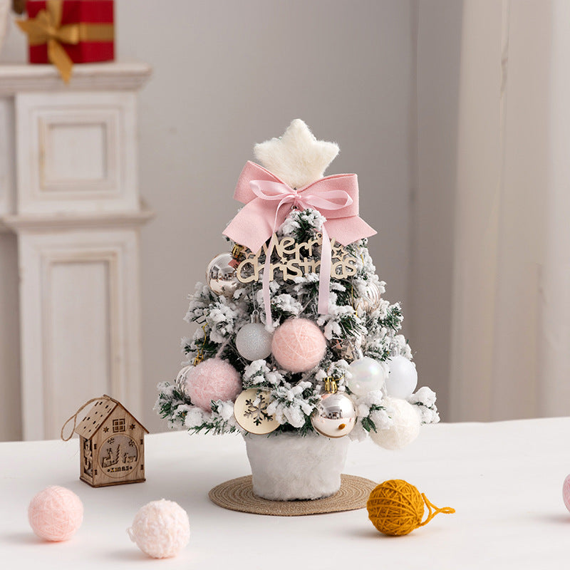 Mini Christmas tree for the table, PVC, flocked, with lighting