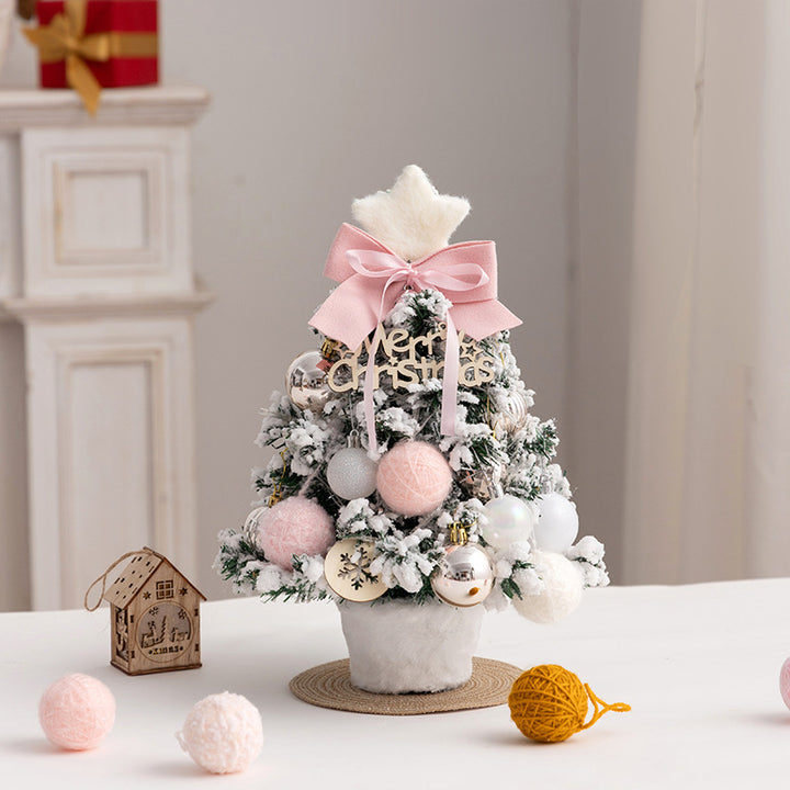 Mini Christmas tree for the table, PVC, flocked, with lighting