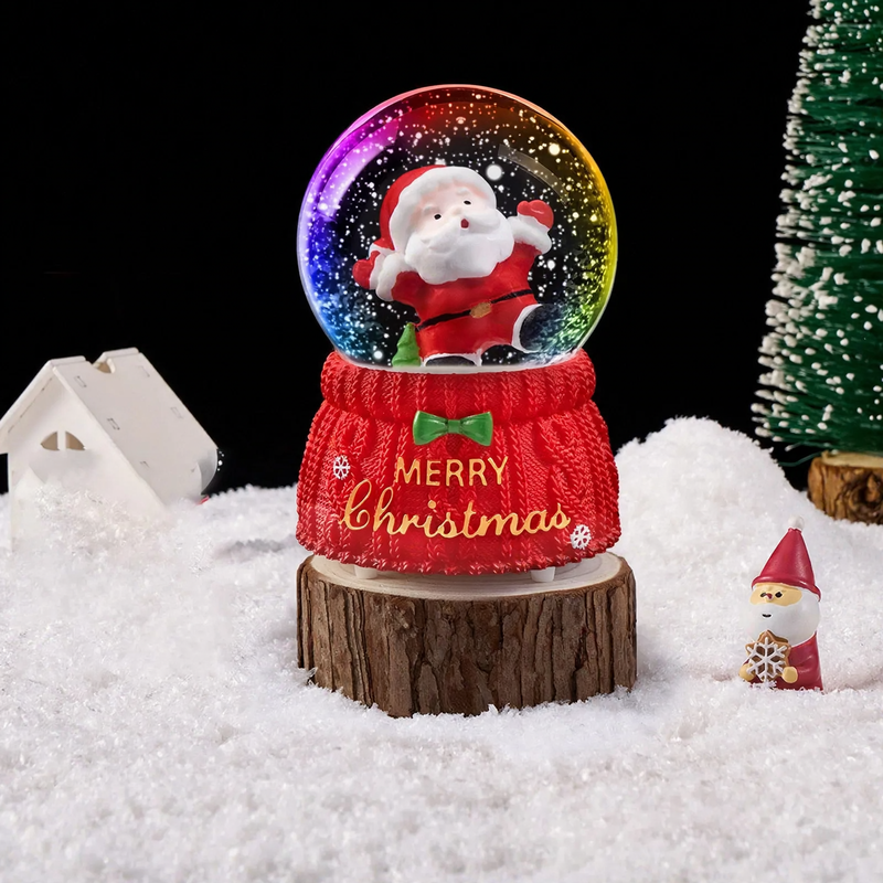 Christmas snow globe with light and music
