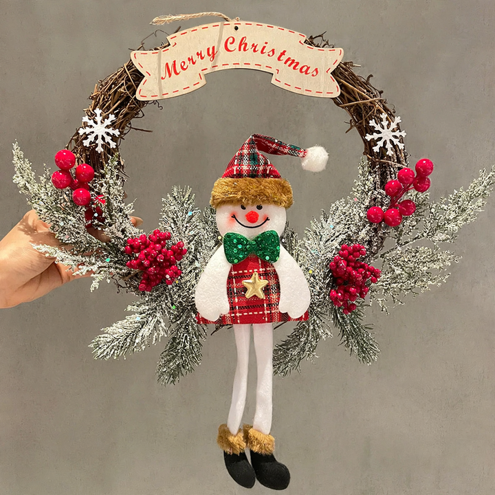 Decorative Christmas wreath with figures