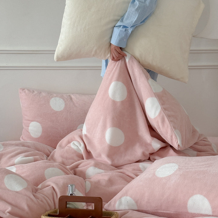 Warm milk fiber fleece bedding set, 4-piece