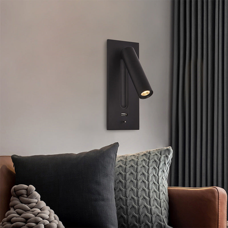 Wall lamp with reading light and USB charging port