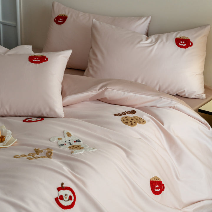 Kids bedding set, cotton, cartoon embroidery