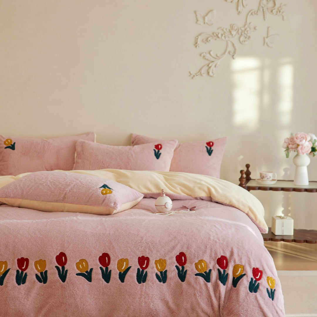 Milk fiber bedding, 4-piece, winter, floral pattern