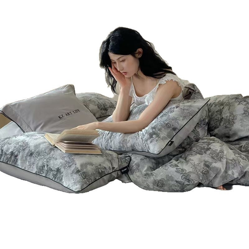 Cotton bedding set, 4-piece, with jacquard weaving