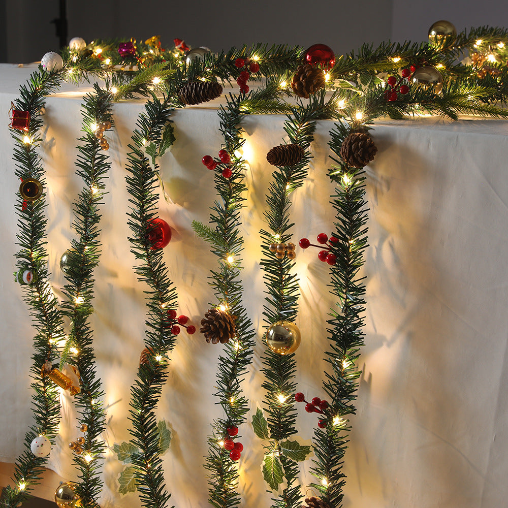 Christmas garlands and wreaths with lighting