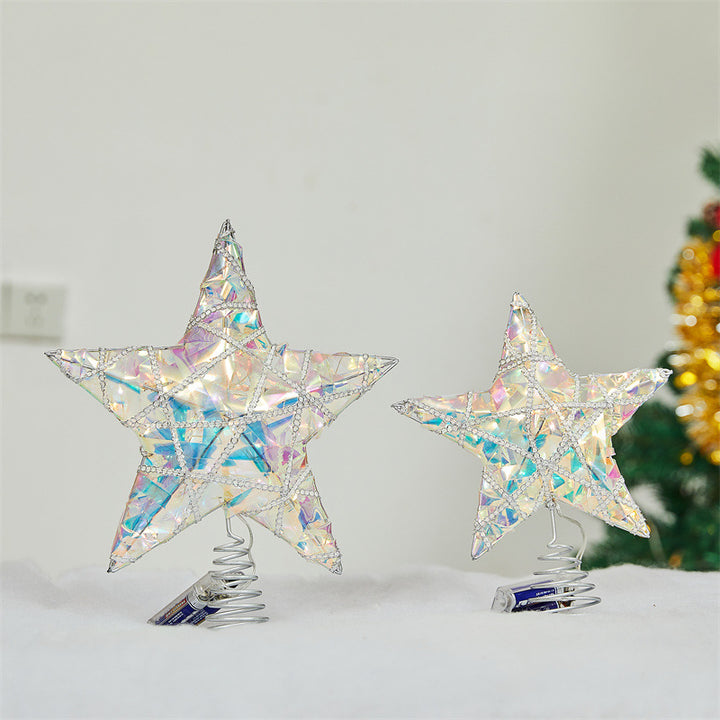 LED Christmas tree topper star, wire mesh