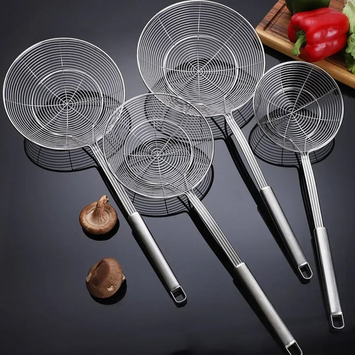 1pc Stainless Steel Double Round Spoon for Frying Draining Straining | Stornfield