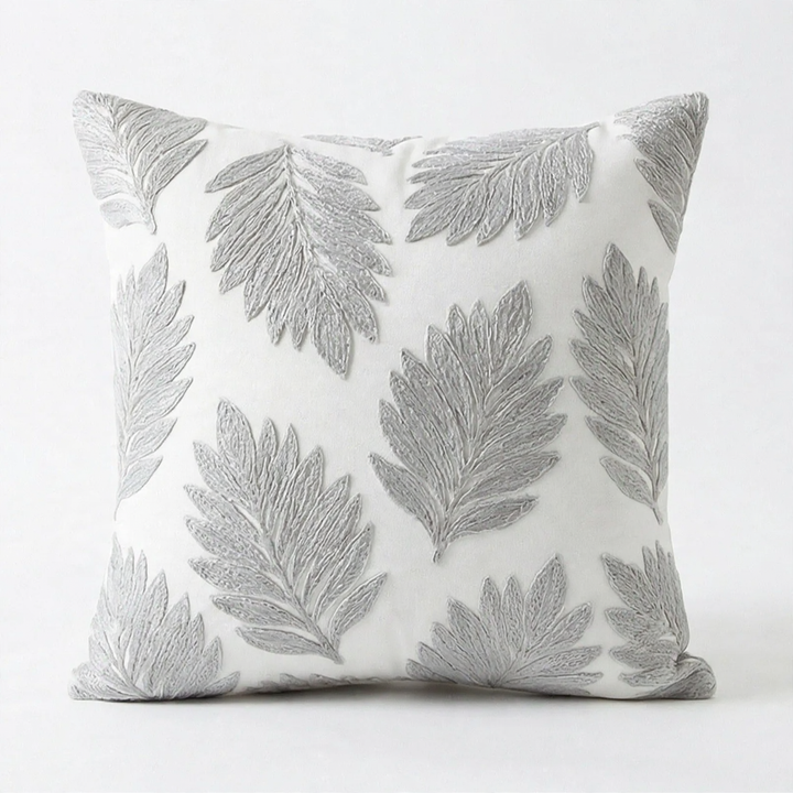 Nordic cushion cover with plant motif, 45×45 cm