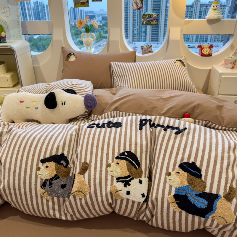 Cozy 4-piece bedding set made of brushed cotton