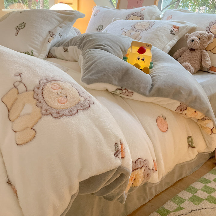 Winter bedding set made of milk fiber fleece, warm and soft