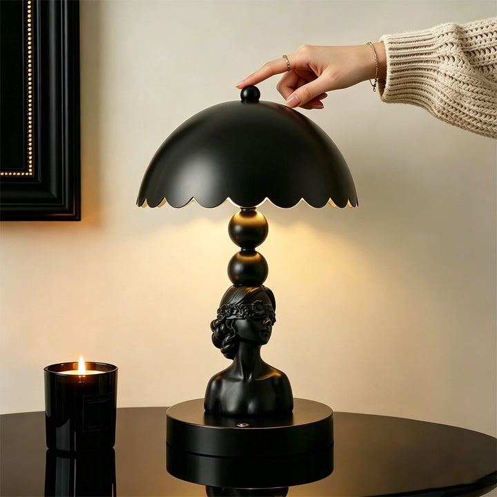 Blindfold Girl Table Lamp, ABS, black
