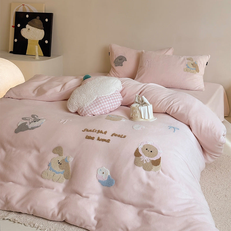 Heat bedding set, 4-piece, milk fiber, cartoon design