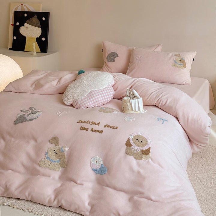 Heat bedding set, 4-piece, milk fiber, cartoon design