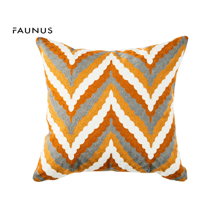 Embroidered cushion cover with stripe pattern, 45×45 cm